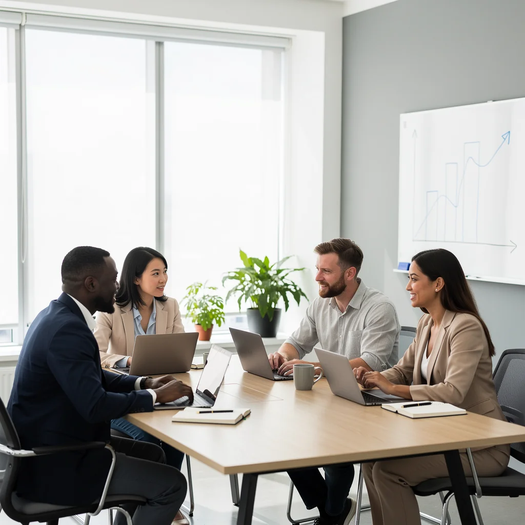 Team collaborating on a multi-channel marketing campaign